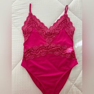 Zara hot pink lace bodysuit